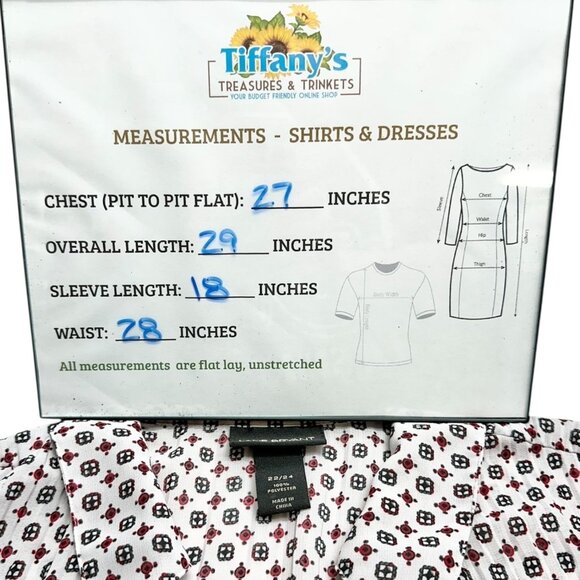 Lane Bryant Womens 22/24W Blouse Black Red White Sheer Button-Down 3/4 Sleeves - Picture 8 of 8